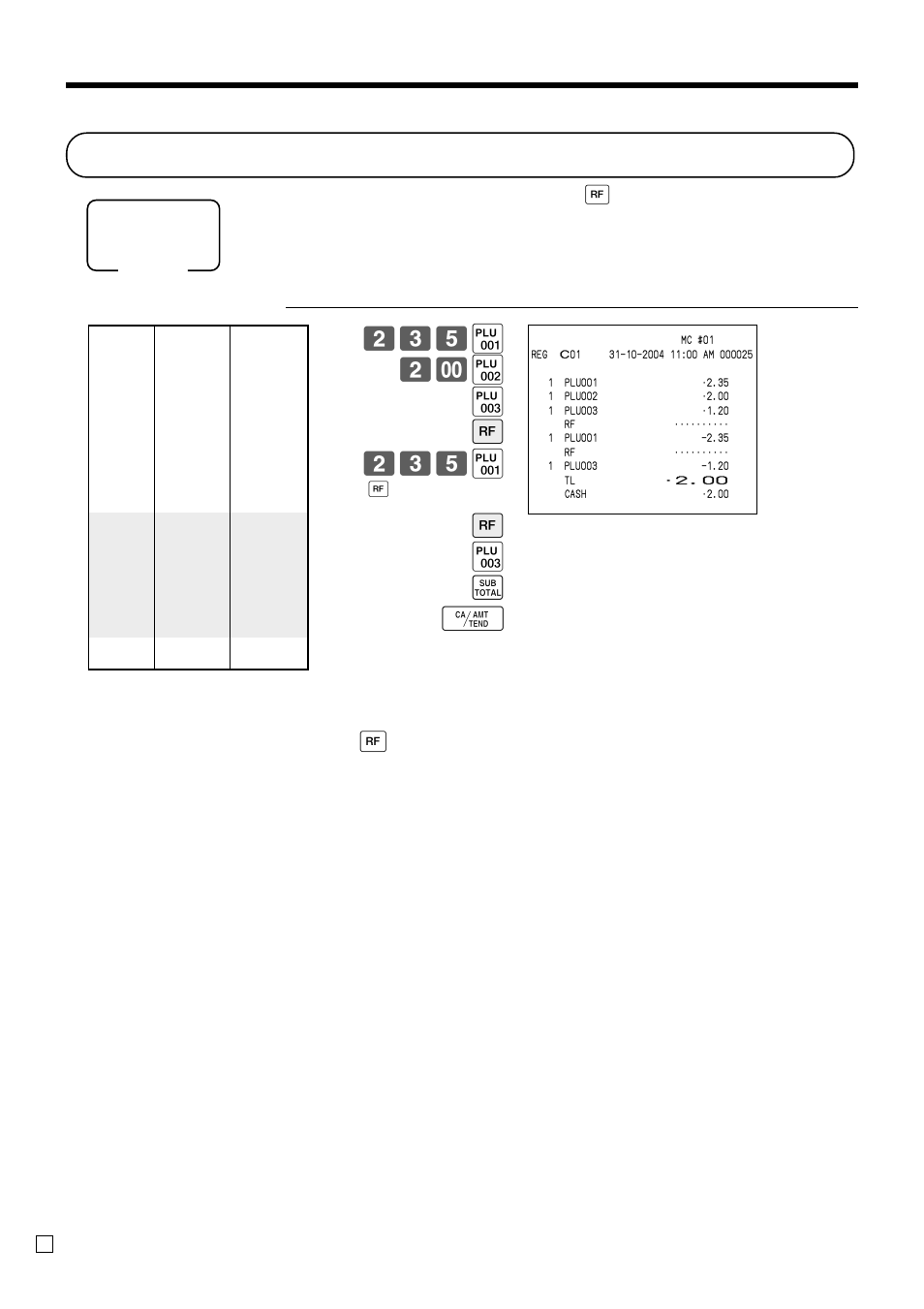 Registering returned goods in the reg mode, Basic operations and setups | Casio QT-6000 User Manual | Page 36 / 104