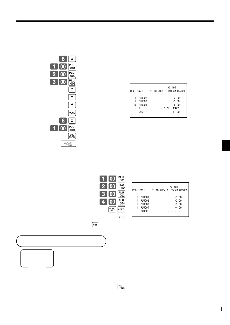 No sale registration, Basic operations and setups, ( 2- ) 3- * 4- , ´ä | Casio QT-6000 User Manual | Page 41 / 104