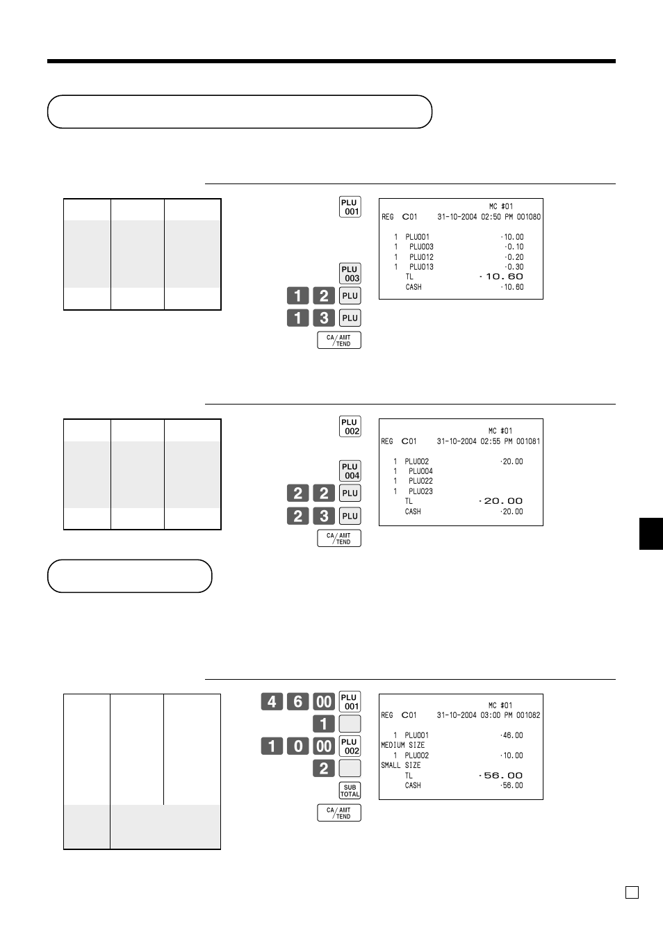 Condiment/preparation plus, Text recall, Ad v anced operations | 12 + 13 + f, 22 + 23 + f, ( 1 b 10- ) 2 b s f | Casio QT-6000 User Manual | Page 55 / 104