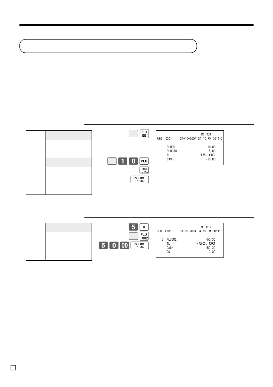 Registering the second unit price, Advanced operations, B( b 10 + s f | 5| b) 50- f | Casio QT-6000 User Manual | Page 64 / 104