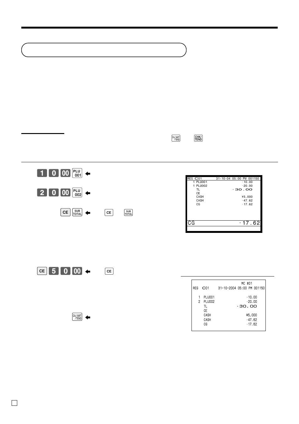 Currency exchange function, Advanced operations, Registering foreign currency | ( 20- ) es e 50- a, Full amount tender in a foreign currency, Important, Operation display | Casio QT-6000 User Manual | Page 68 / 104