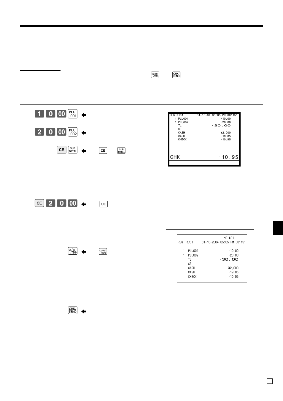 Ad v anced operations, ( 20- ) es e 20- a k, Partial tender in a foreign currency | Important, Operation display | Casio QT-6000 User Manual | Page 69 / 104