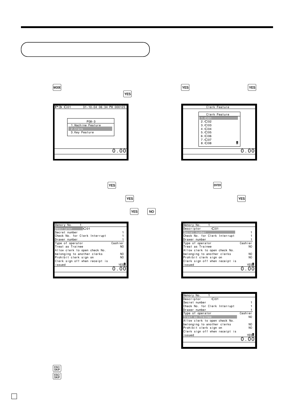 Programming to clerk, Advanced operations, Programming procedure | Casio QT-6000 User Manual | Page 74 / 104