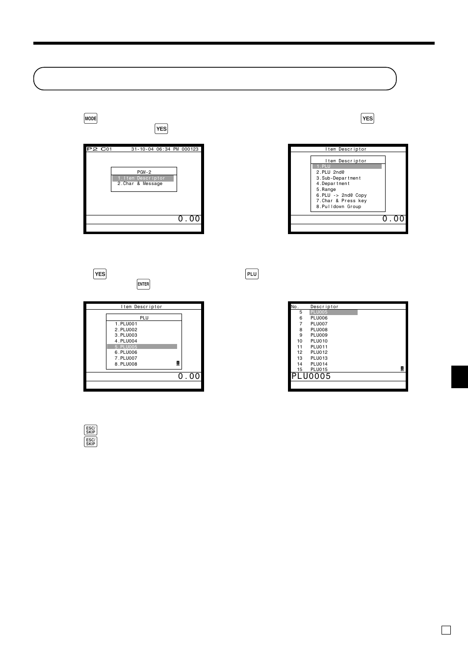 Programming descriptors and messages, Ad v anced operations, Programming item descriptor (flat-plu) procedure | Casio QT-6000 User Manual | Page 75 / 104