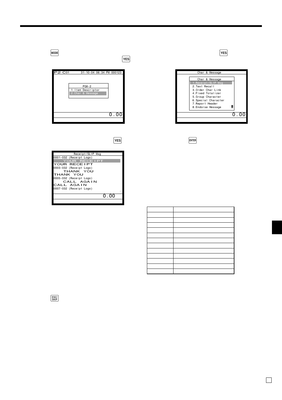 Ad v anced operations, Programming receipt/slip message procedure | Casio QT-6000 User Manual | Page 77 / 104