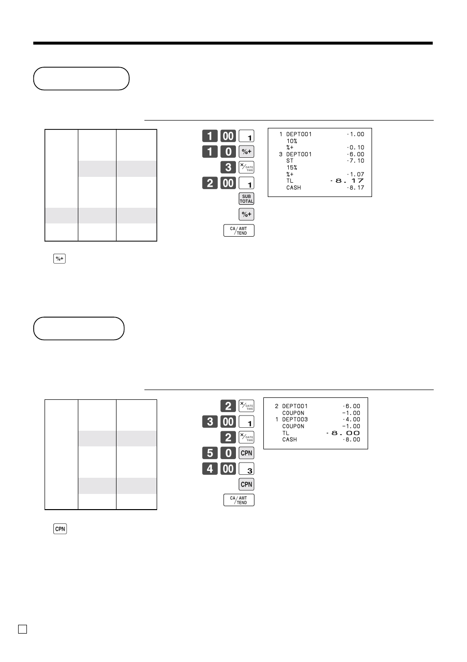 Coupon, Premium, Advanced operations and setups | ! 10 u 3 x 2- ! s u f | Casio SE-C300 User Manual | Page 52 / 110