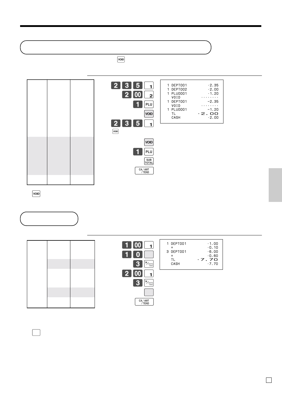 Item correction by using void key, Addition, Ad v anced operations and setups | Casio SE-C300 User Manual | Page 61 / 110