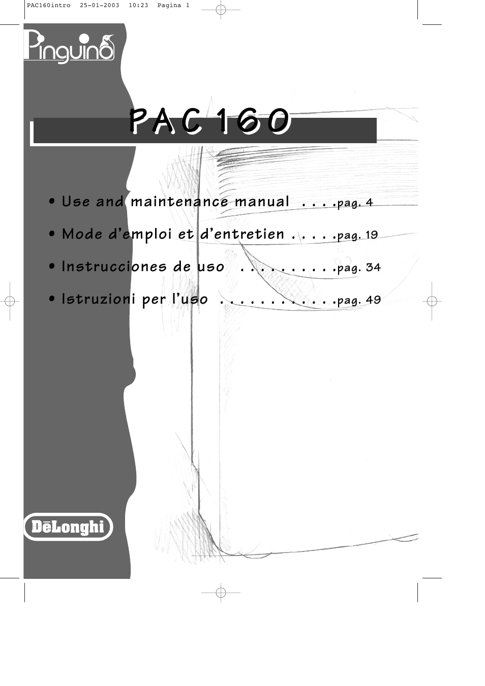 DeLonghi Pinguino PAC 160 User Manual | 18 pages