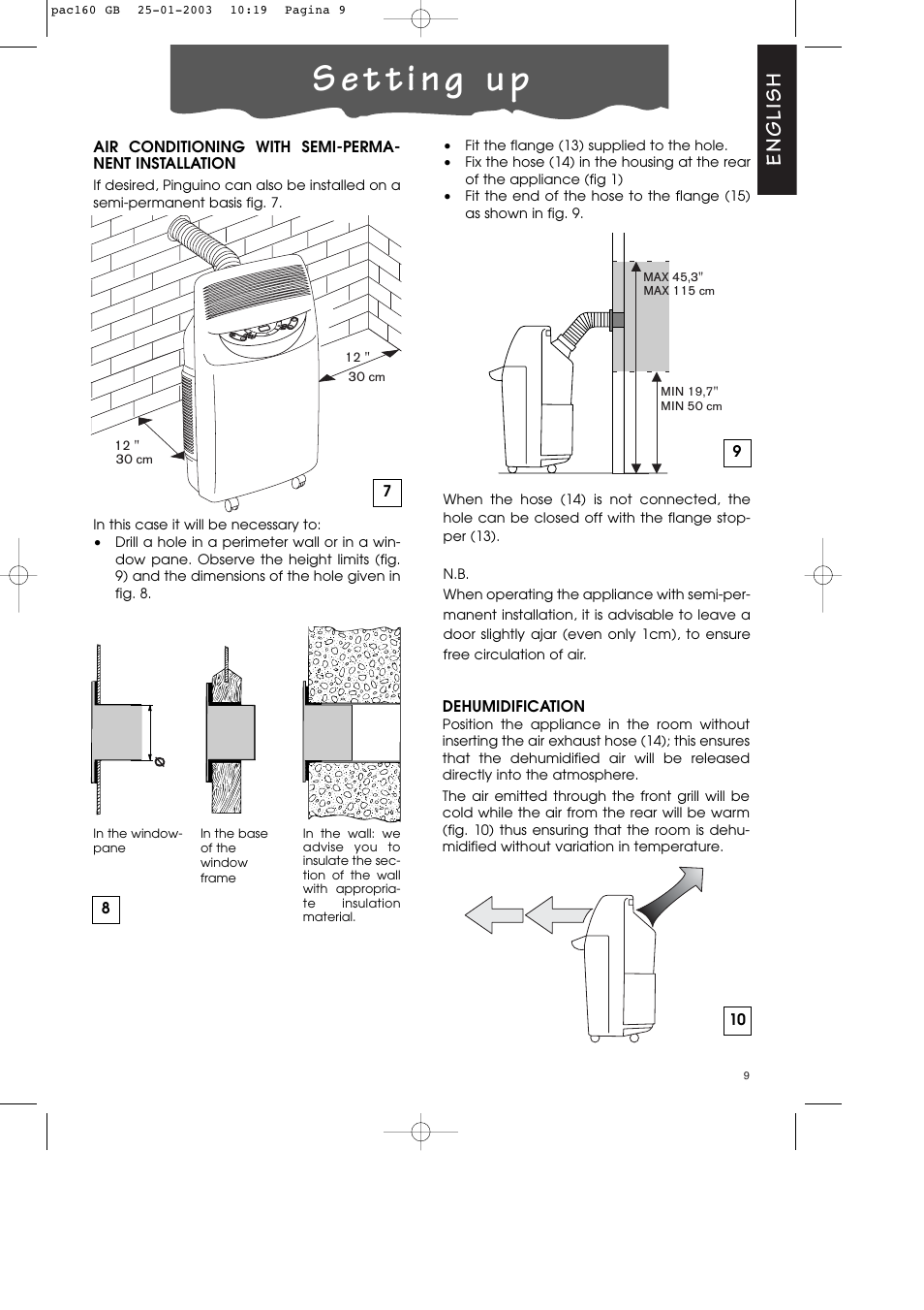 English | DeLonghi Pinguino PAC 160 User Manual | Page 9 / 18