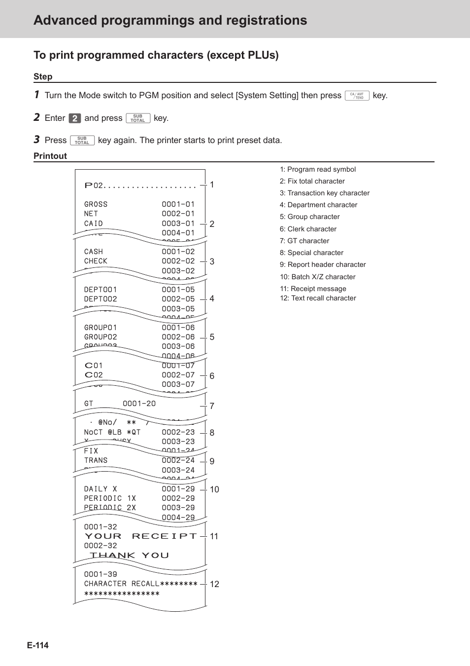 Advanced programmings and registrations | Casio SE-C3500 Manual User Manual | Page 114 / 136