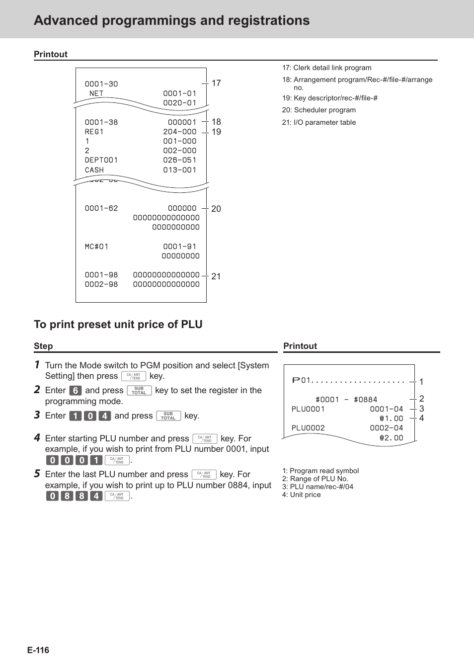 Advanced programmings and registrations | Casio SE-C3500 Manual User Manual | Page 116 / 136