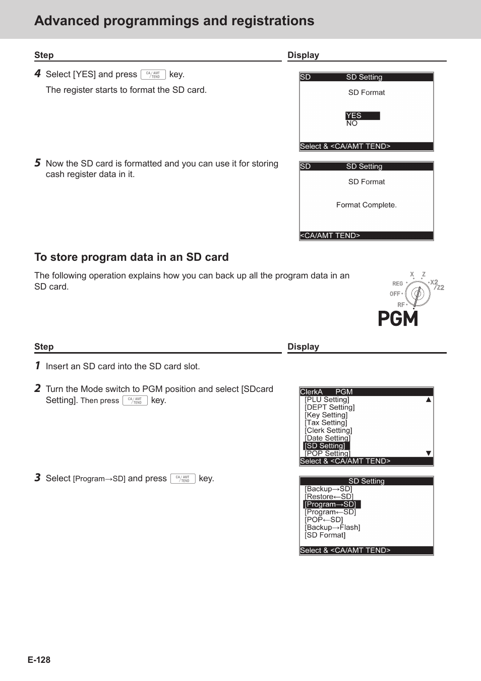 Advanced programmings and registrations | Casio SE-C3500 Manual User Manual | Page 128 / 136