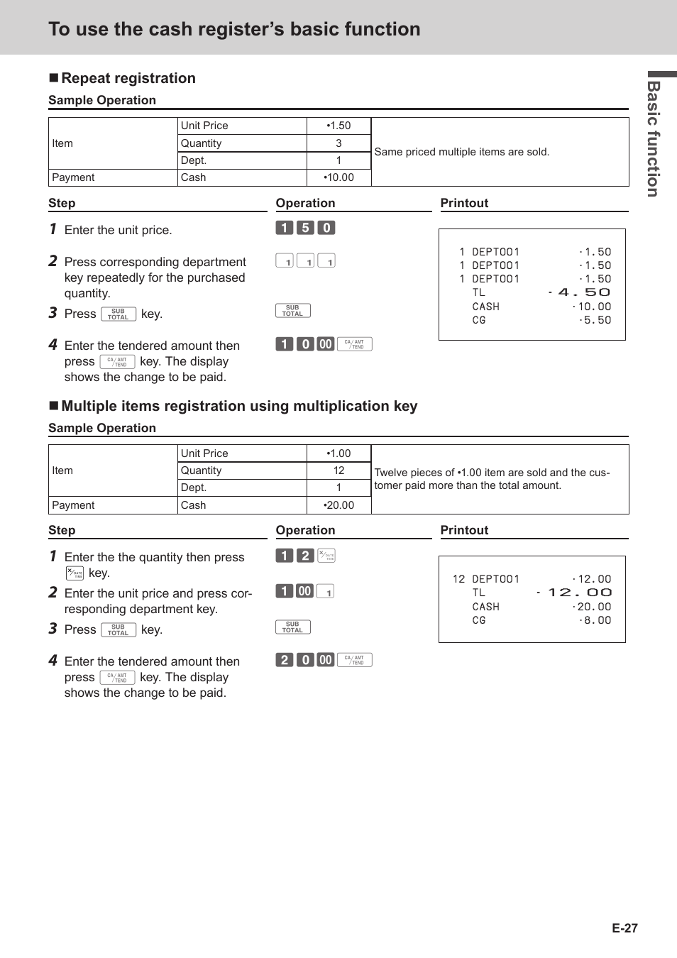 Bas ic fu nc tion | Casio SE-C3500 Manual User Manual | Page 27 / 136