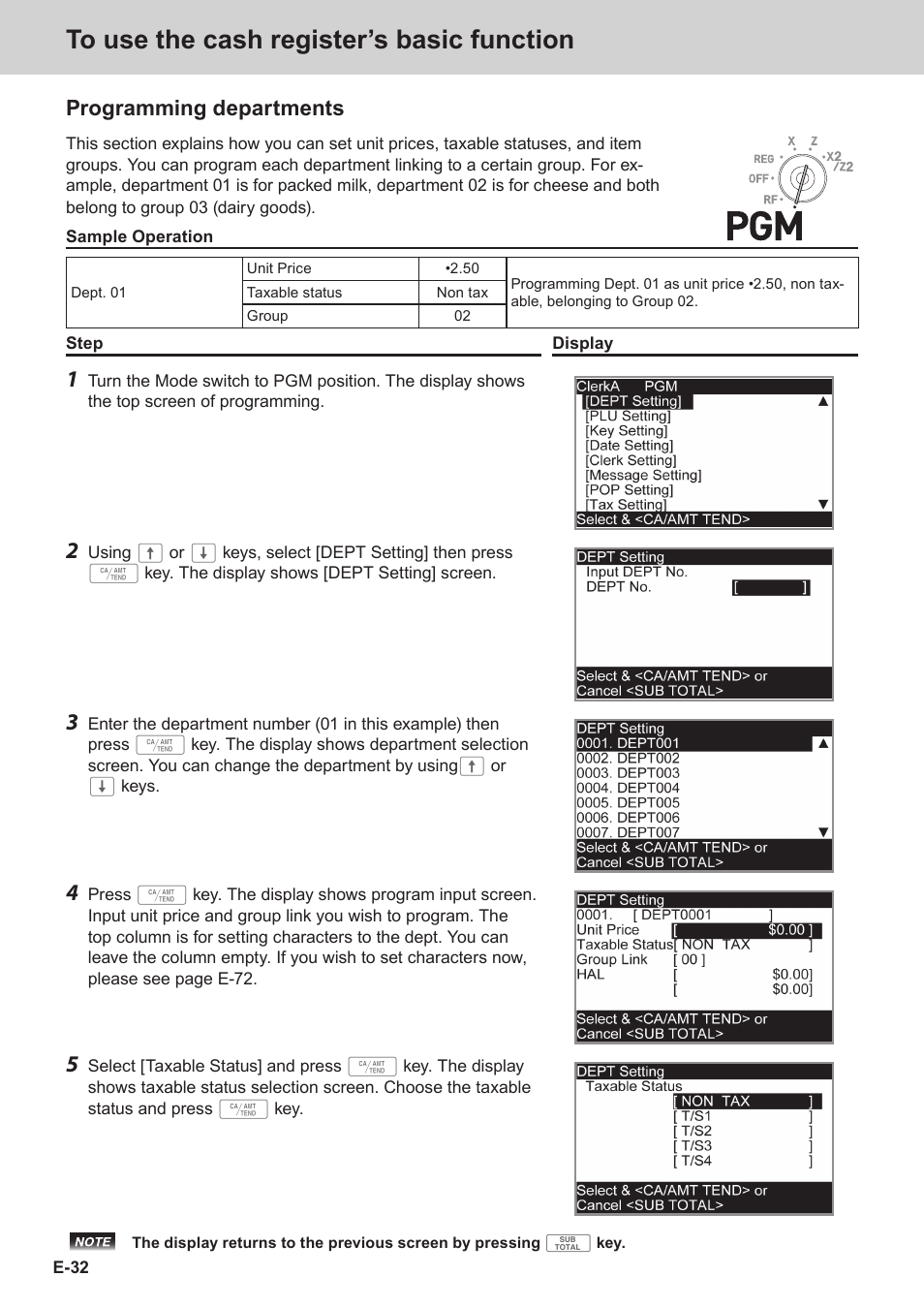 Programming departments | Casio SE-C3500 Manual User Manual | Page 32 / 136