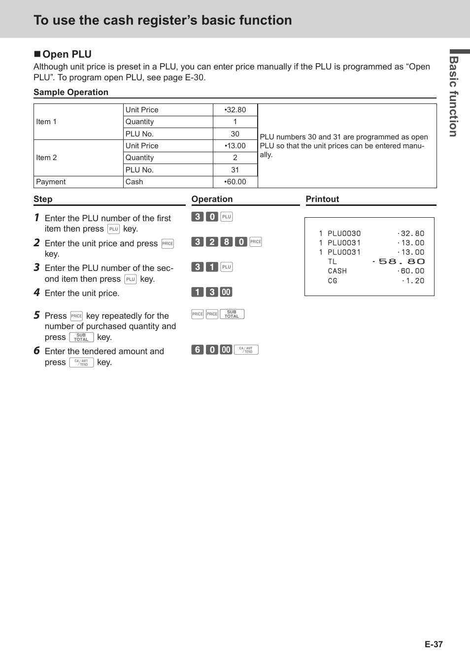 Bas ic fu nc tion | Casio SE-C3500 Manual User Manual | Page 37 / 136