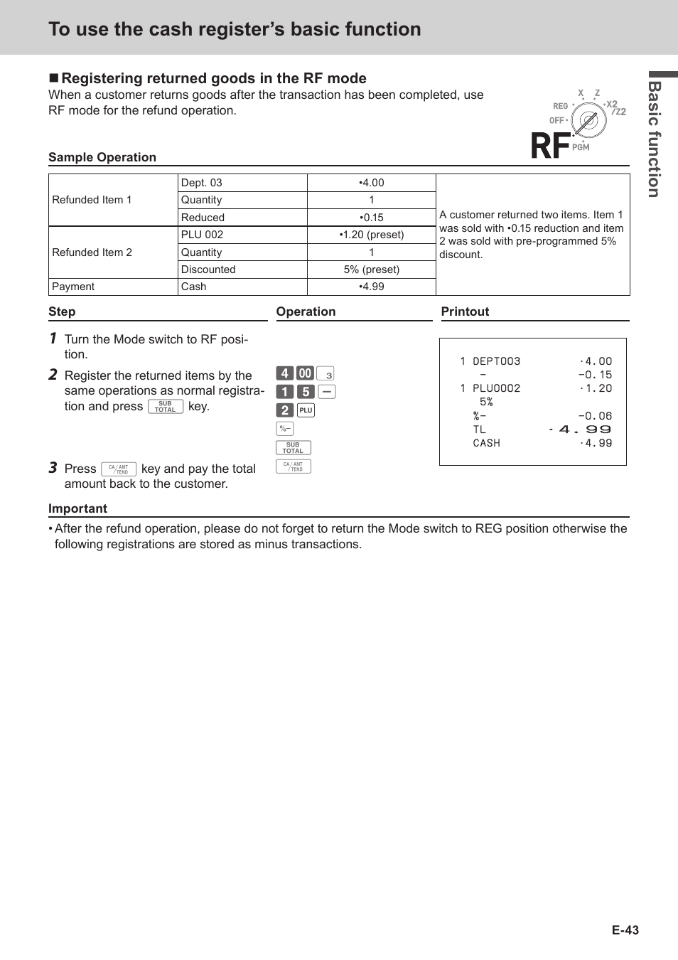 Bas ic fu nc tion | Casio SE-C3500 Manual User Manual | Page 43 / 136