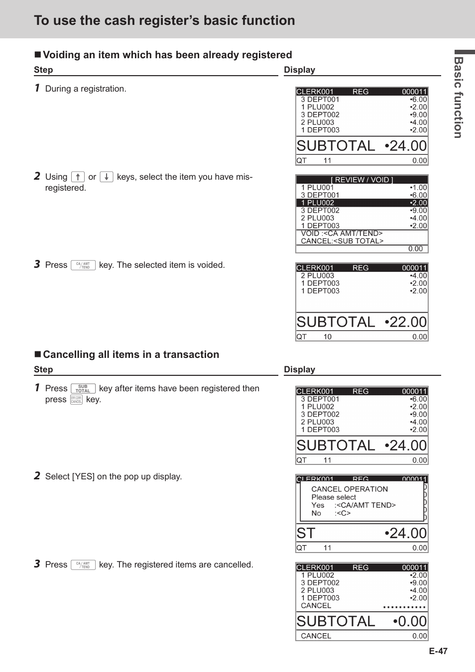 Bas ic fu nc tion | Casio SE-C3500 Manual User Manual | Page 47 / 136