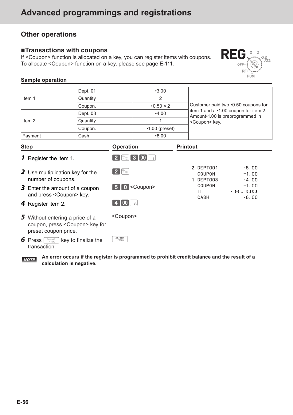 Advanced programmings and registrations, Other operations | Casio SE-C3500 Manual User Manual | Page 56 / 136