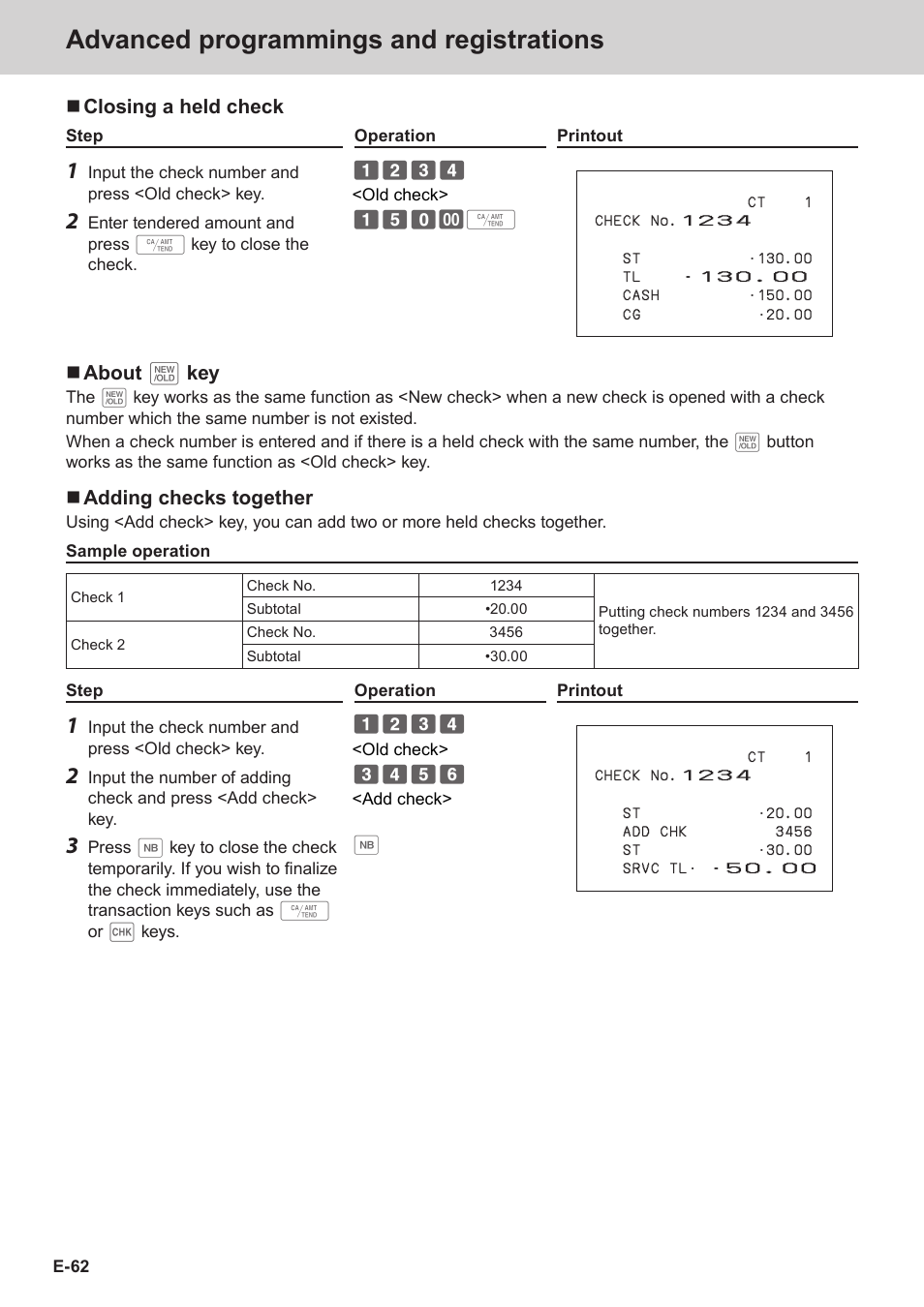 Advanced programmings and registrations | Casio SE-C3500 Manual User Manual | Page 62 / 136