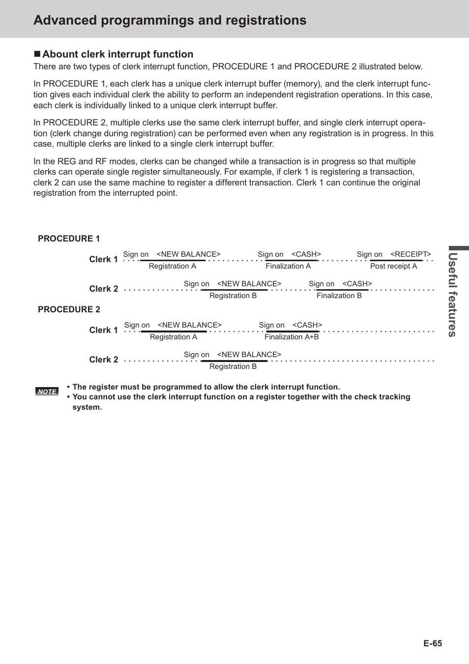 Advanced programmings and registrations, Use ful fe atu re s | Casio SE-C3500 Manual User Manual | Page 65 / 136