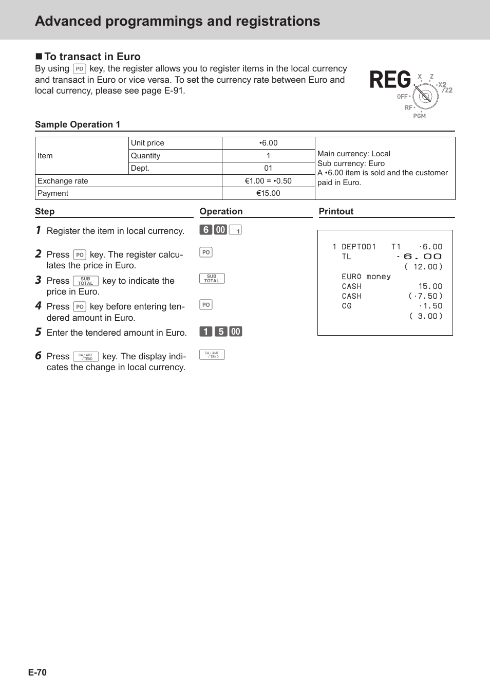 Advanced programmings and registrations | Casio SE-C3500 Manual User Manual | Page 70 / 136