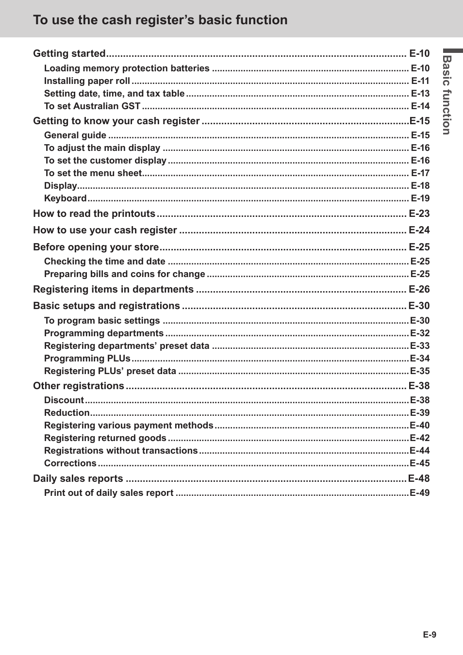 Bas ic fu nc tion | Casio SE-C3500 Manual User Manual | Page 9 / 136