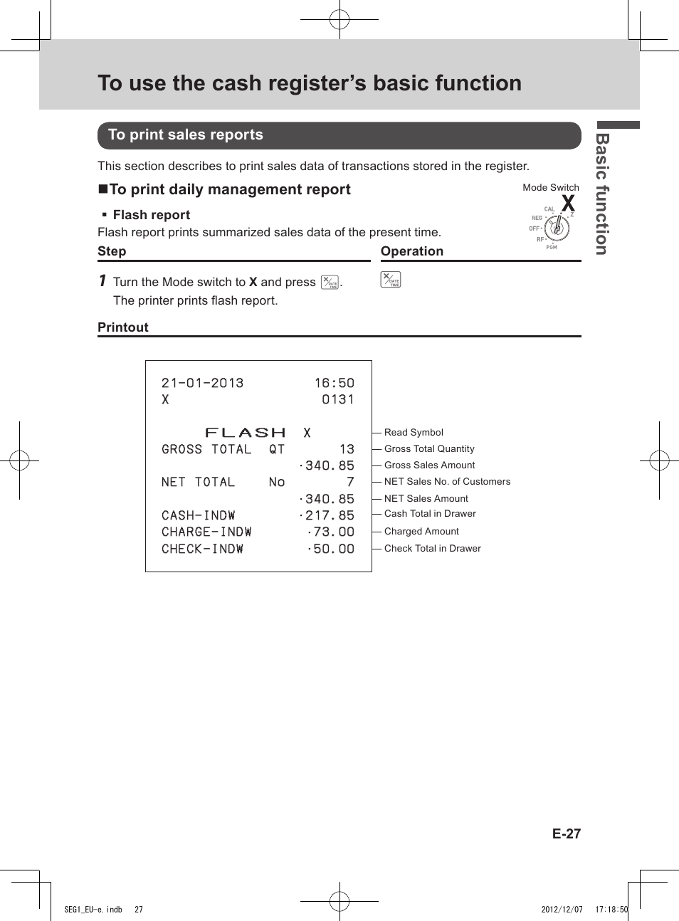 Bas ic fu nc tion | Casio SE-G1 User Manual | Page 27 / 76