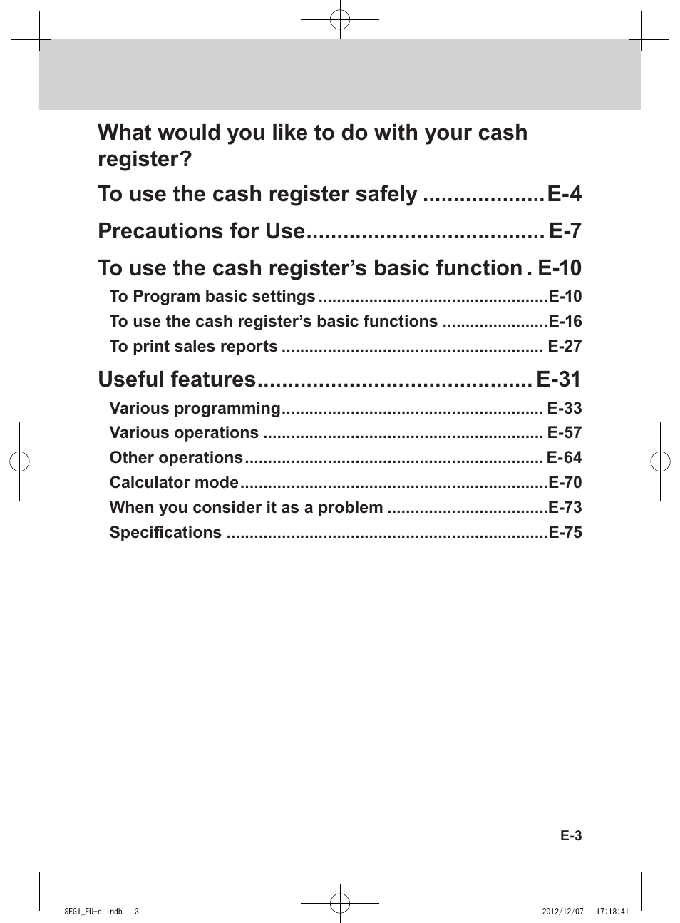 Casio SE-G1 User Manual | Page 3 / 76