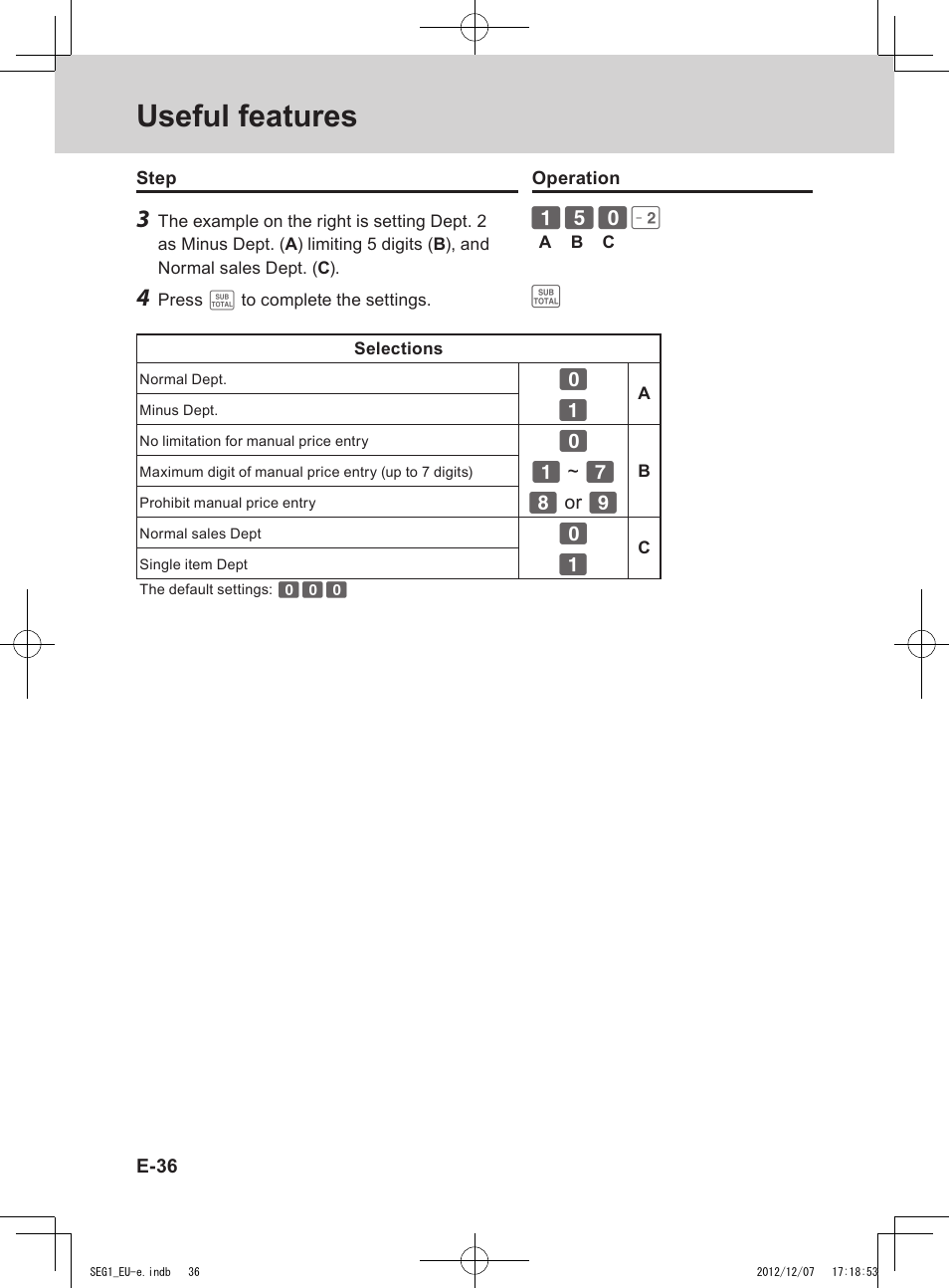 Useful features | Casio SE-G1 User Manual | Page 36 / 76