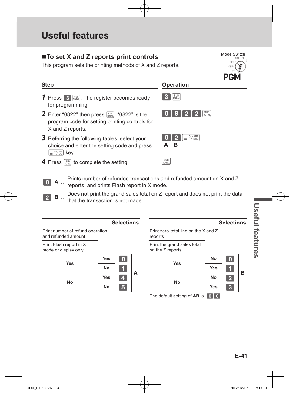 Useful features, Use ful fe atu re s | Casio SE-G1 User Manual | Page 41 / 76