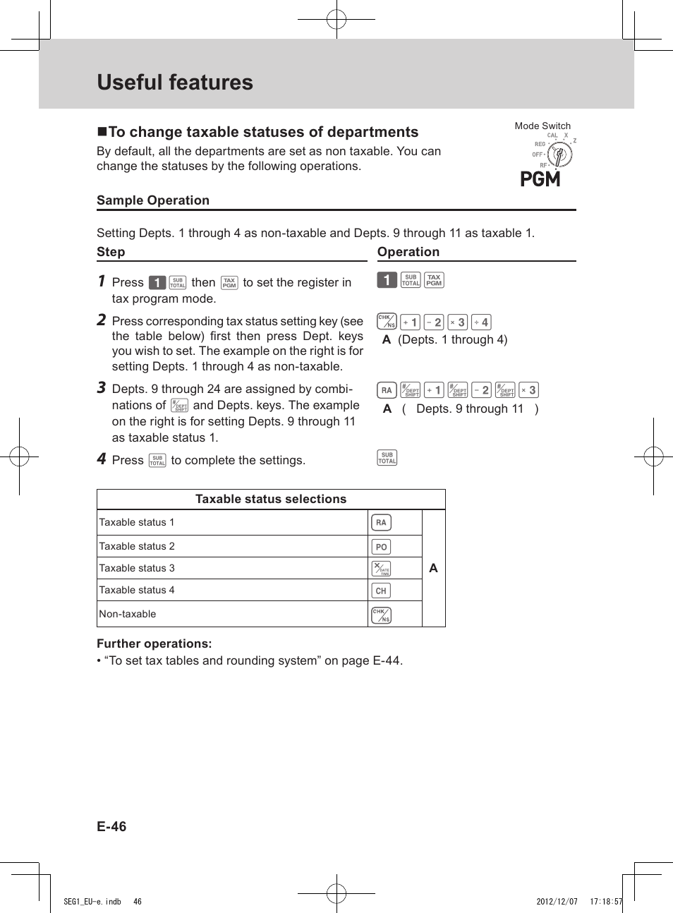 Useful features | Casio SE-G1 User Manual | Page 46 / 76