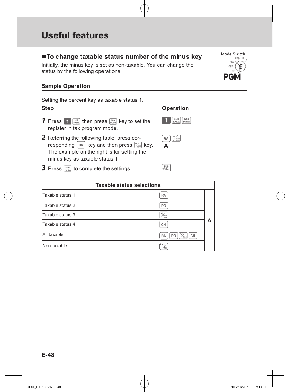 Useful features | Casio SE-G1 User Manual | Page 48 / 76