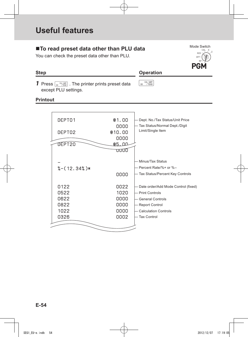 Useful features | Casio SE-G1 User Manual | Page 54 / 76