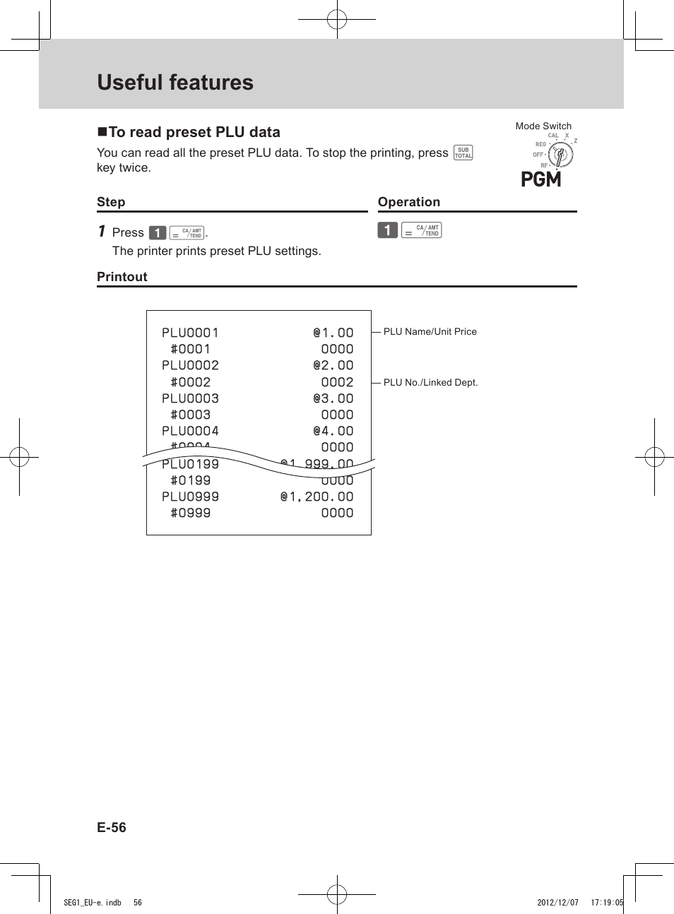 Useful features | Casio SE-G1 User Manual | Page 56 / 76