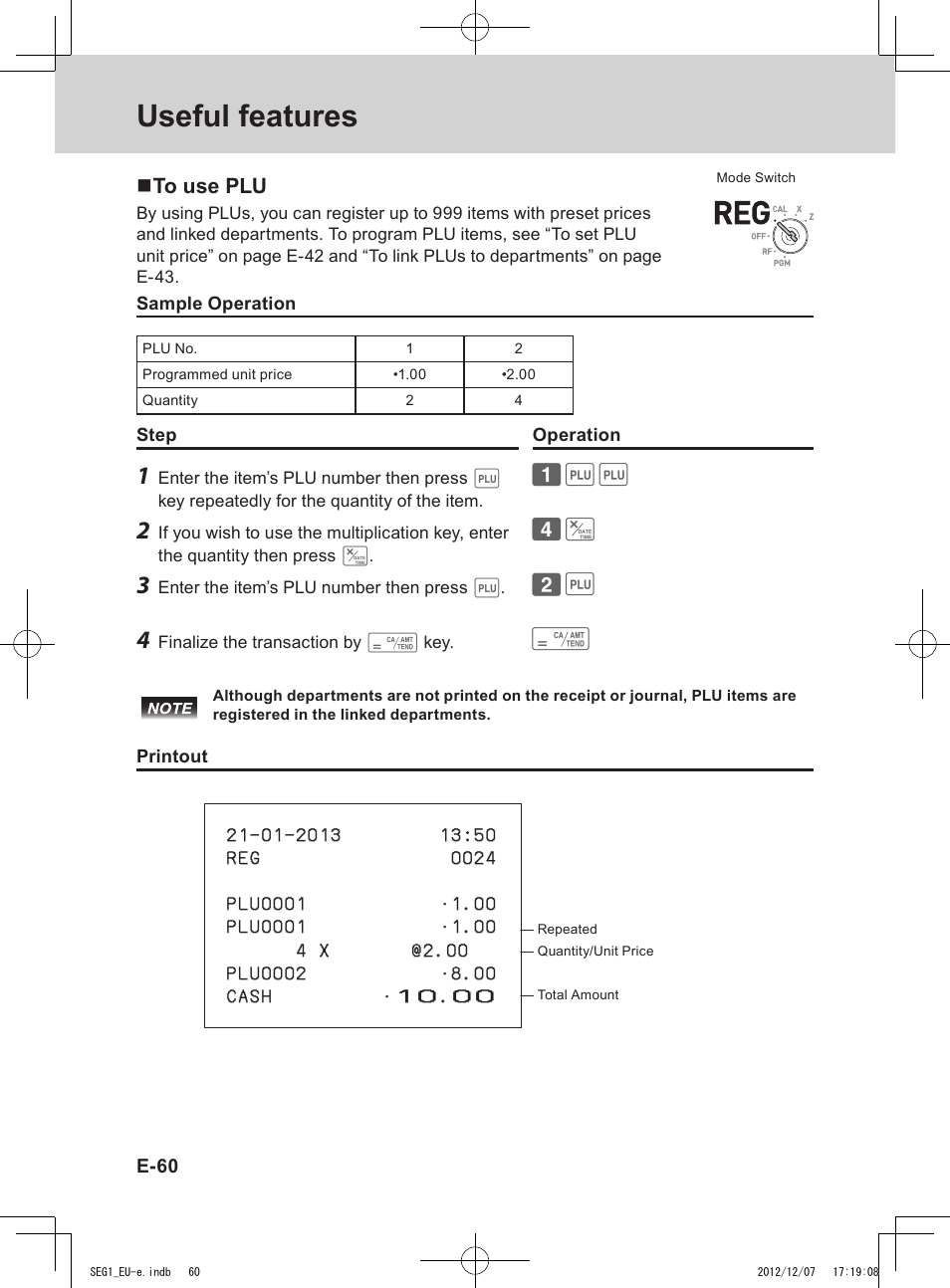 Useful features | Casio SE-G1 User Manual | Page 60 / 76