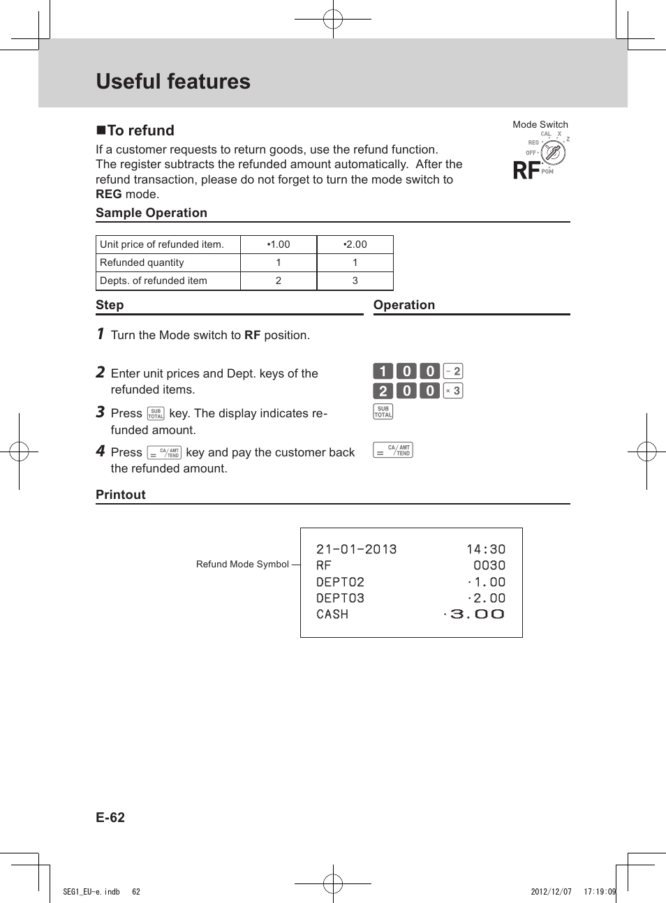 Useful features | Casio SE-G1 User Manual | Page 62 / 76