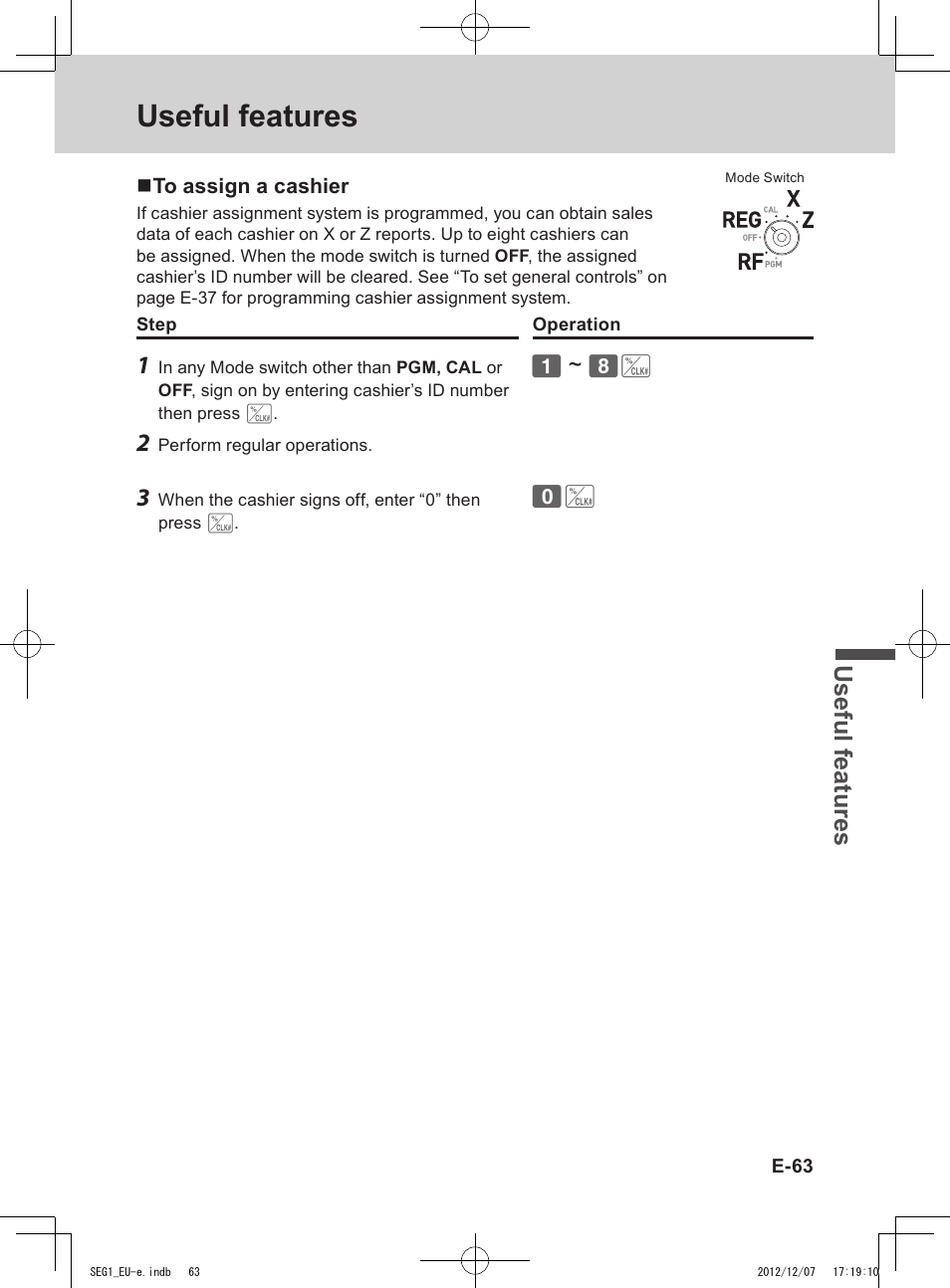 Useful features, Use ful fe atu re s | Casio SE-G1 User Manual | Page 63 / 76