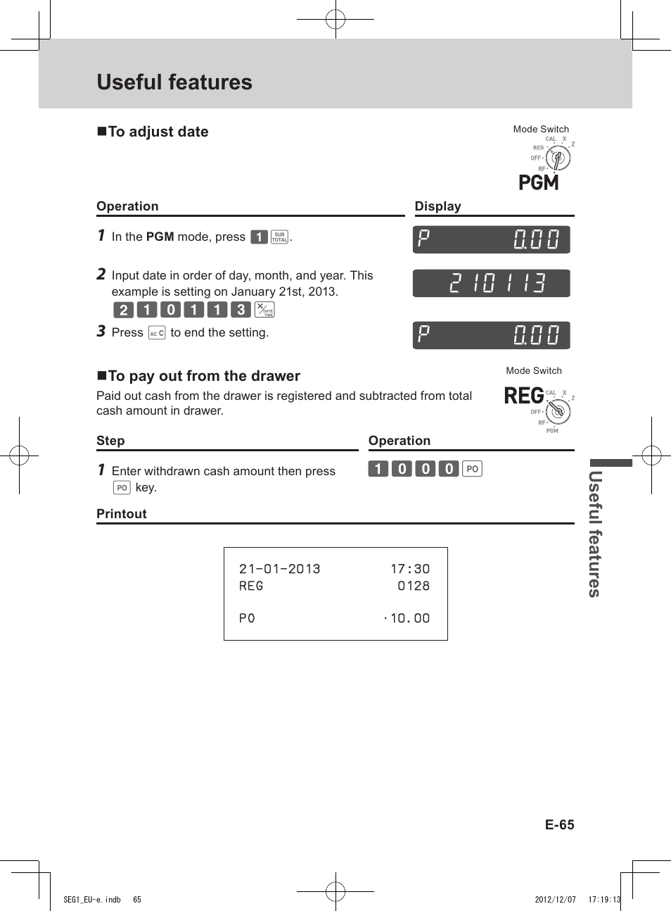 Useful features, P ~00, Use ful fe atu re s | Casio SE-G1 User Manual | Page 65 / 76