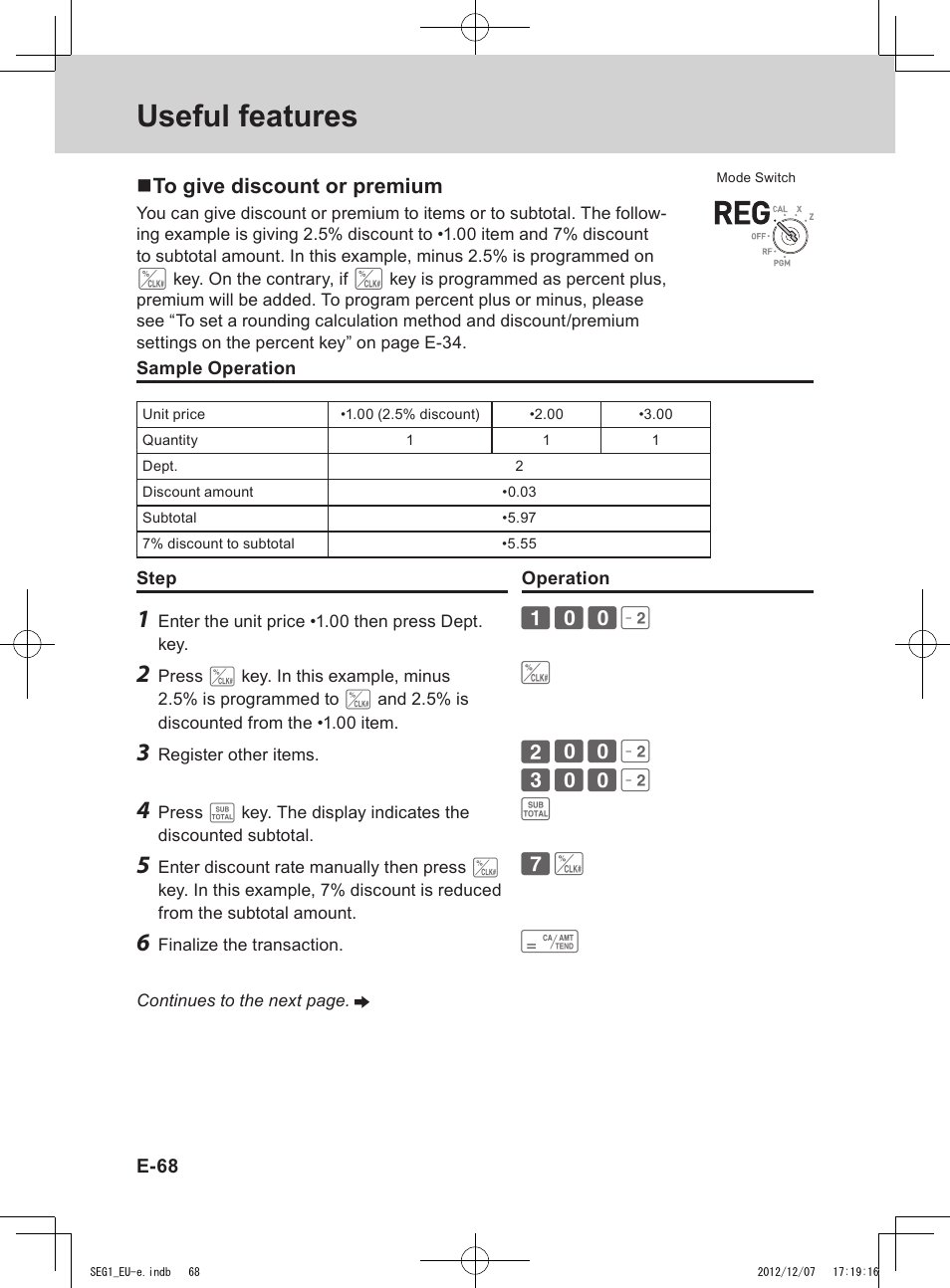 Useful features | Casio SE-G1 User Manual | Page 68 / 76