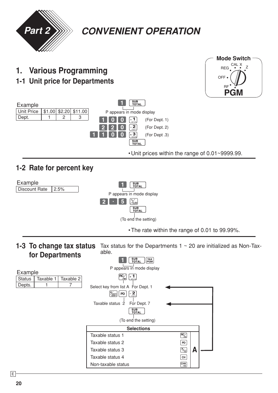 Convenient operation part 2, Various programming | Casio SE-S10 Manual User Manual | Page 20 / 48