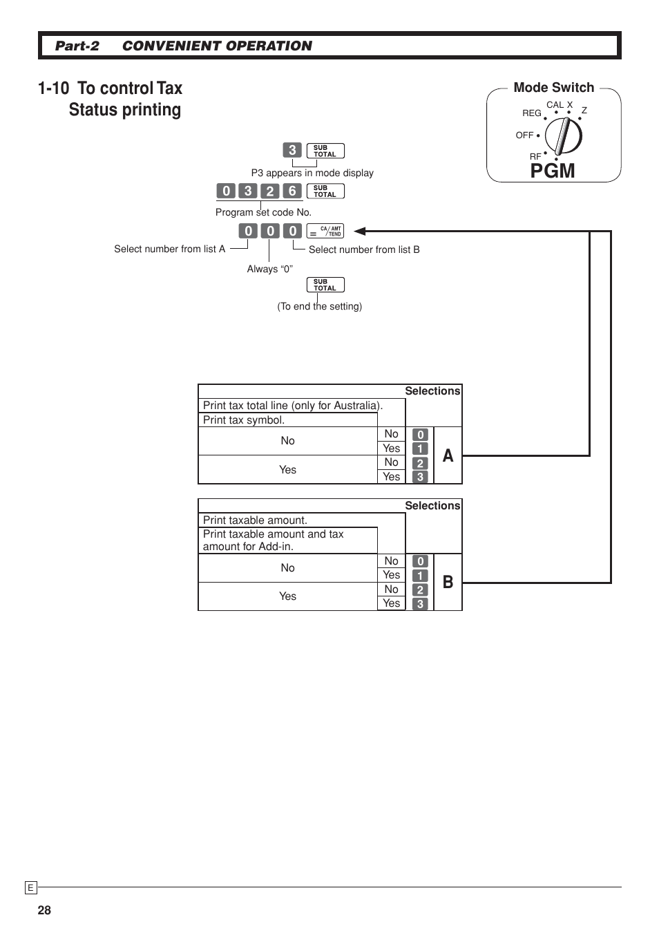 10 to control tax status printing | Casio SE-S10 Manual User Manual | Page 28 / 48
