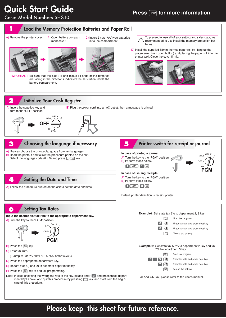 Casio SE-S10 Quick Start User Manual | 2 pages