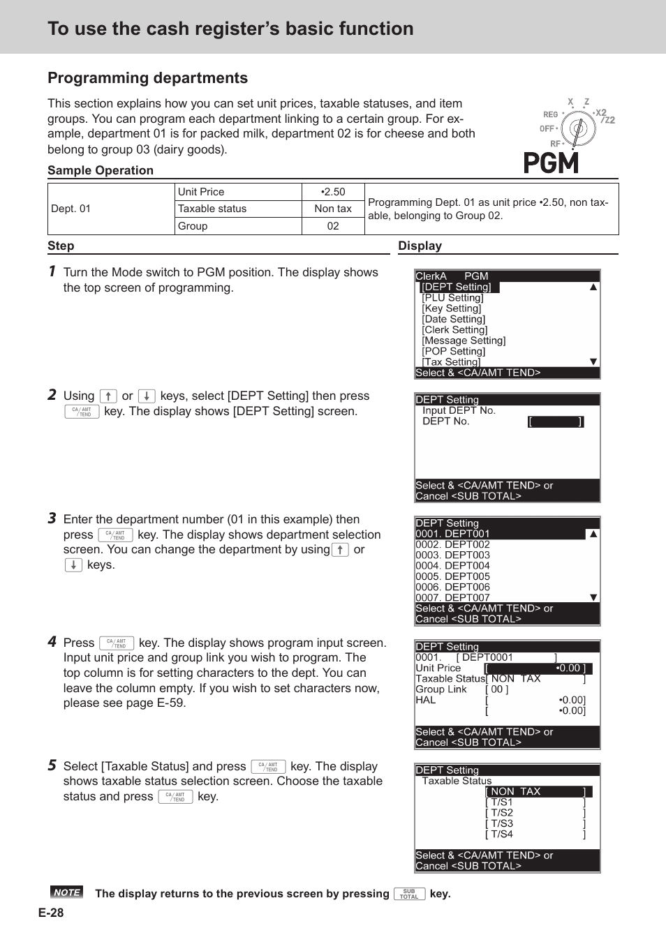 Programming departments | Casio SE-S3000 Manual User Manual | Page 28 / 112