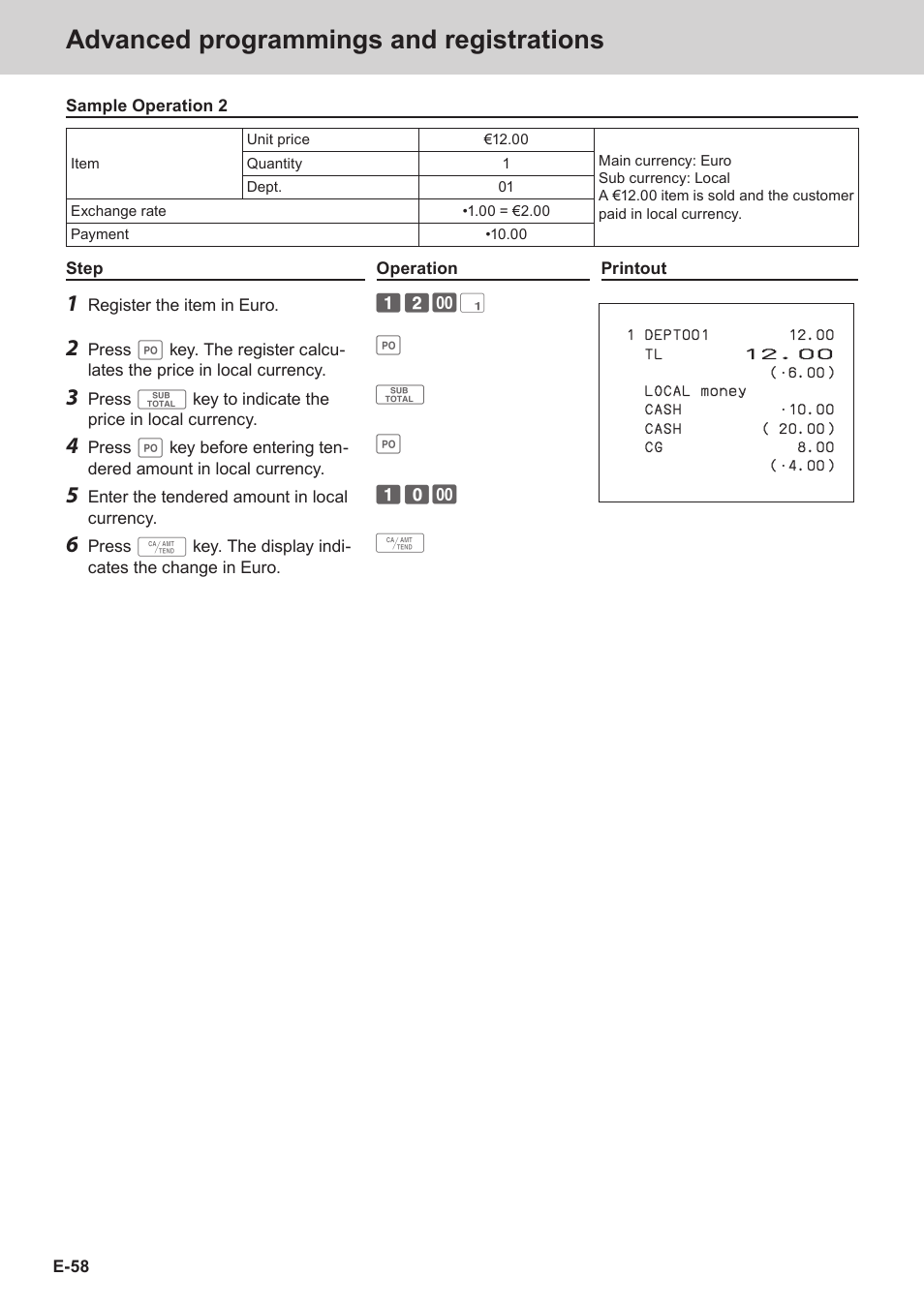 Advanced programmings and registrations | Casio SE-S3000 Manual User Manual | Page 58 / 112