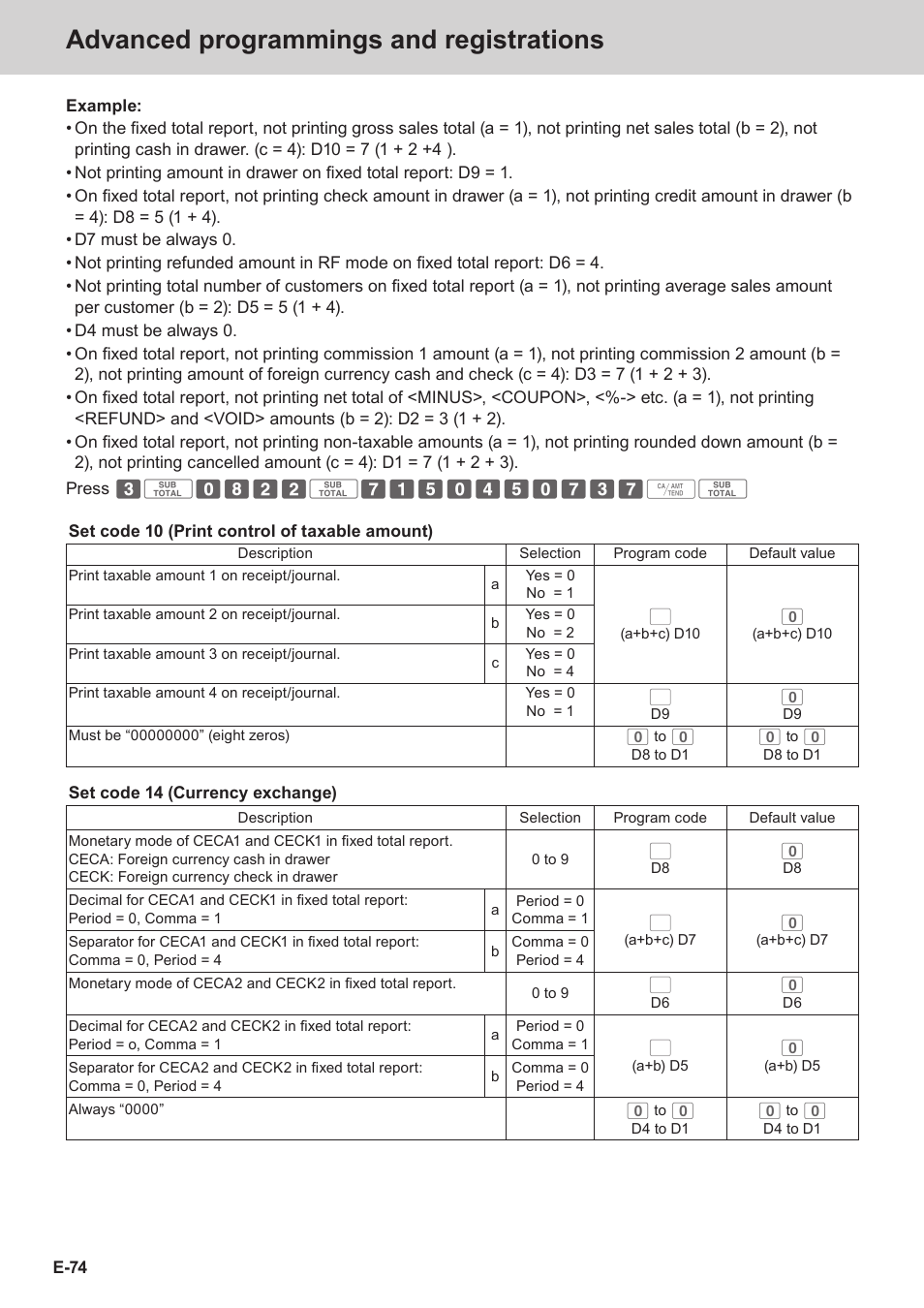 Advanced programmings and registrations | Casio SE-S3000 Manual User Manual | Page 74 / 112