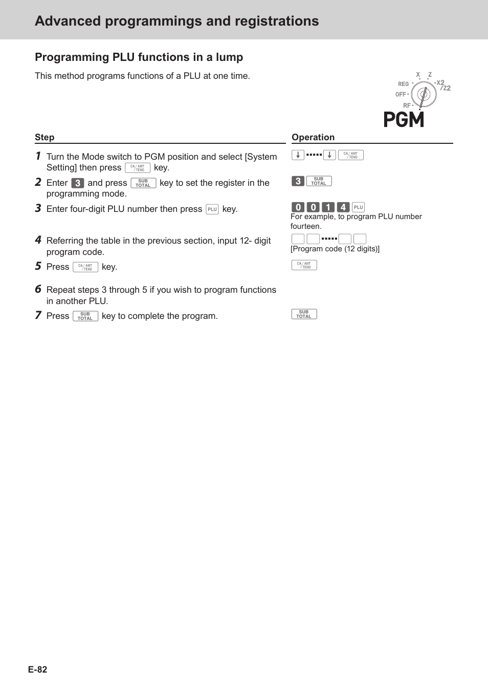 Advanced programmings and registrations, Programming plu functions in a lump | Casio SE-S3000 Manual User Manual | Page 82 / 112