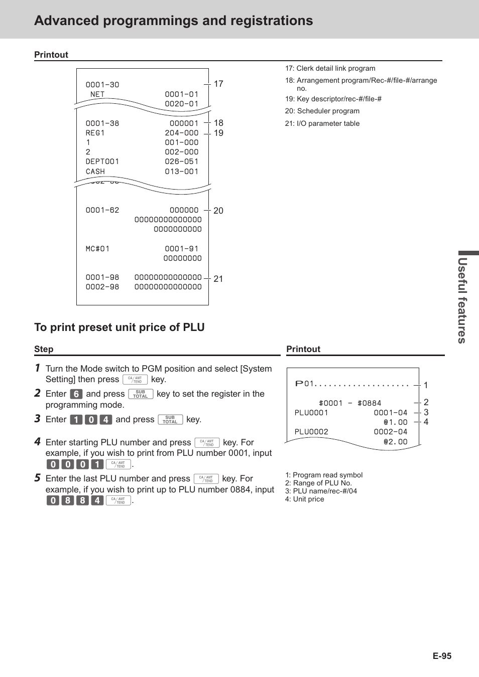 Advanced programmings and registrations, Use ful fe atu re s | Casio SE-S3000 Manual User Manual | Page 95 / 112