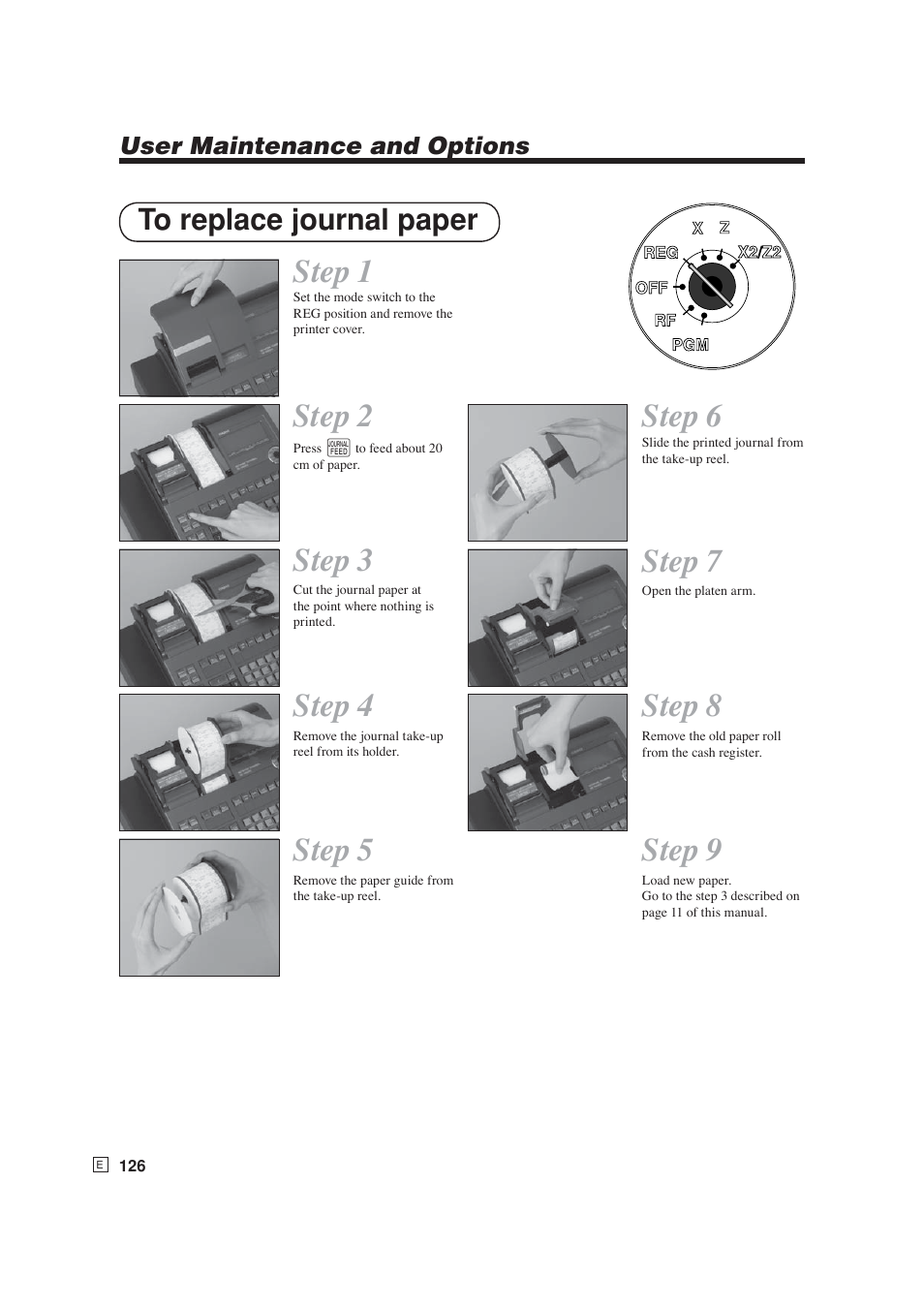 Step 2, Step 3, Step 4 | Step 5, Step 6, Step 7, Step 8, Step 9, Step 1, User maintenance and options | Casio SE-S6000 User Manual | Page 127 / 134