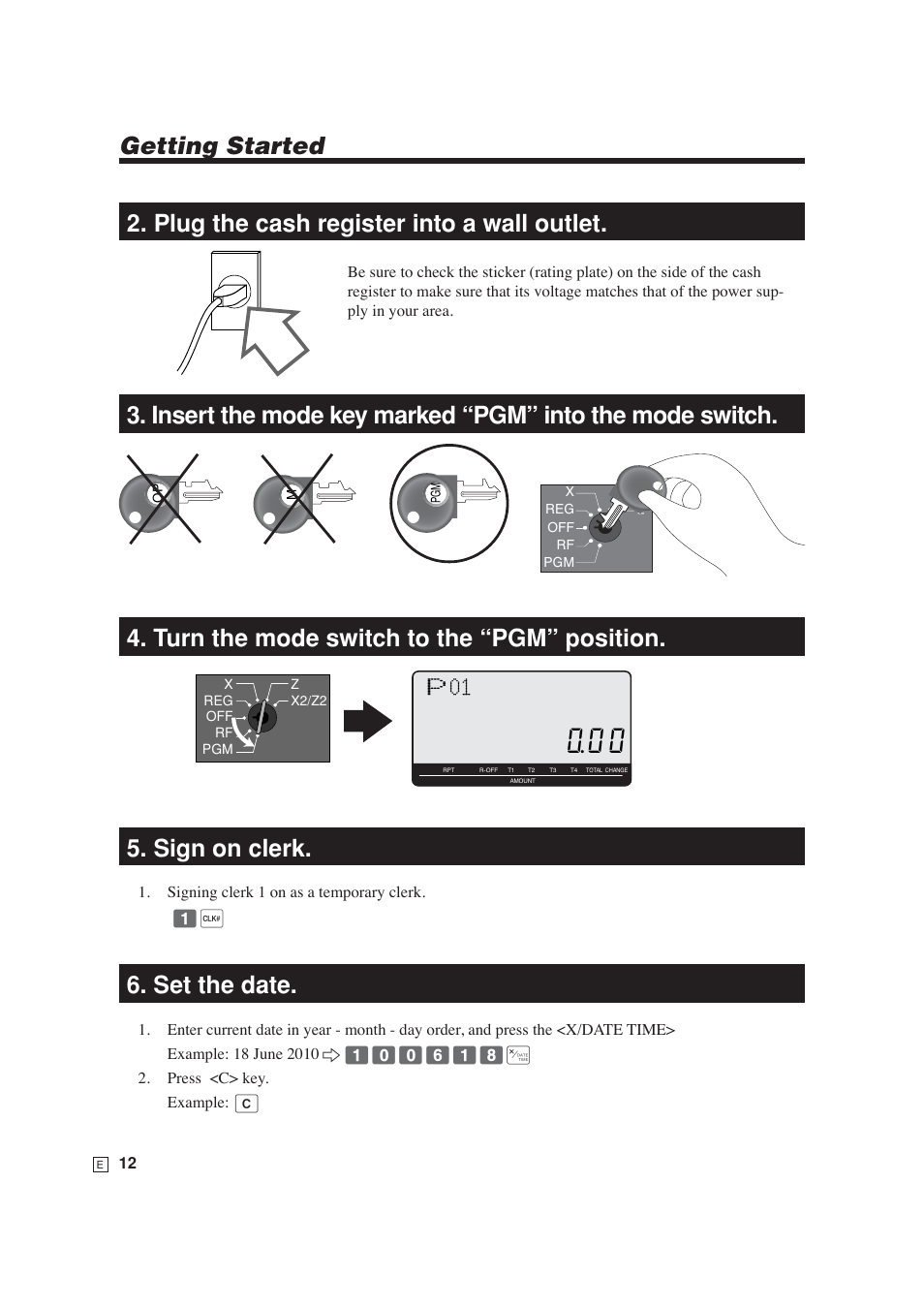 Getting started, Set the date | Casio SE-S6000 User Manual | Page 13 / 134