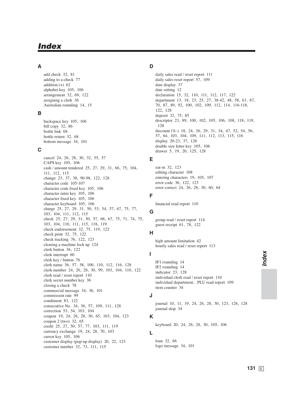 Index, Inde x | Casio SE-S6000 User Manual | Page 132 / 134